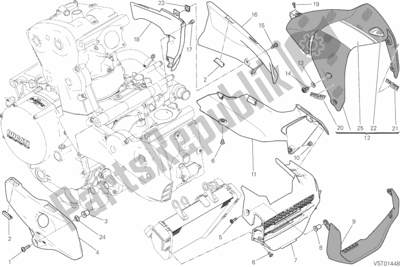 Todas as partes de Meia Carenagem do Ducati Monster 1200 S Stripes 2015